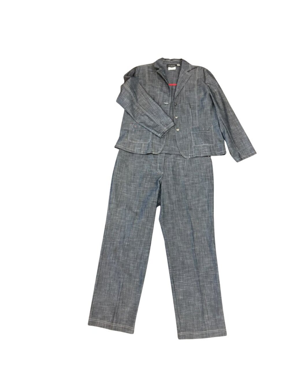 Collection Miss Alliage 2-Pc Denim Suit Set Blazer Wide Leg Pants size 18 - Picture 2 of 16